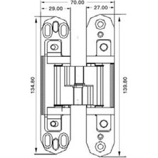 Canex Akordiyon Menteşe Ayarlı 135 Mm-Merkez Zamak