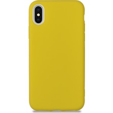 KZY Apple iPhone X Kılıf Kamera Korumalı Premier Silikon Kapak Sarı