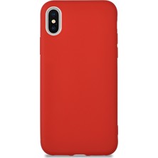 KZY Apple iPhone X Kılıf Kamera Korumalı Premier Silikon Kapak Kırmızı