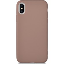 KZY Apple iPhone Xs Kılıf Kamera Korumalı Premier Silikon Kapak Kahverengi