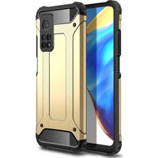 KZY Xiaomi Mi 10t Pro Kapak Çift Katmanlı Zırh Tank Kılıf Gold