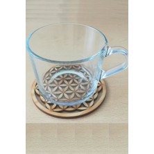 Hellove Ahşap Bardak Altlığı 6 Lı Set Yaşam Çiçeği Bardak Altlığı