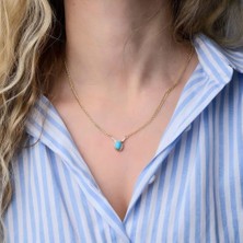 Sembol Gold Granada Altın Kolye 14 Ayar Firuze Taşlı Gurmet Zincir 50 cm