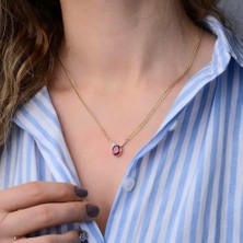 Sembol Gold Granada Altın Kolye 14 Ayar Ruby Taşlı Gurmet Zincir 50 Cm