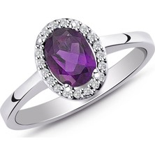 Lilarote Pırlanta Ametist Taşlı Yüzük