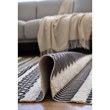 Rugs Modern Rustik Black White 4007 Iskandinav Boho Stil Siyah Beyaz Desenli Kilim