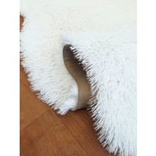 Tappeto Tavşan Tüyü Çift Kafa Post Peluş Yıkanabilir Kaymaz Taban  Kar Beyaz