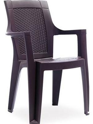 Cakha Caka Elegance Rattan Desenli Plastik Koltuk Kahve