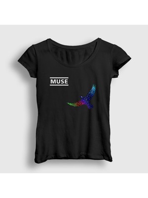 Presmono Kadın Siyah Resistance Bird Muse T-Shirt