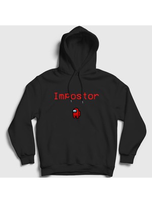Presmono Unisex Siyah Impostor Among Us Kapüşonlu Sweatshirt