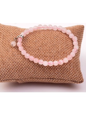Taş Sandığı Pembe Kuvars Taşı Bileklik ( 6 mm )