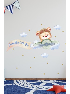 Sevimli Pilot Ayıcık Duvar Sticker Seti