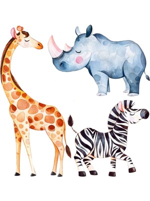 Zürafa ve Arkadaşları Çocuk Odası Duvar Sticker