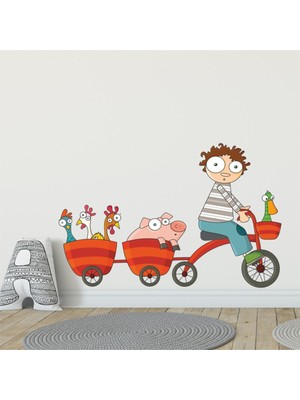 Bisikletli Çocuk Odası Duvar Sticker
