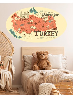 Kt Decoration Oval Türkiye Haritası Duvar Sticker