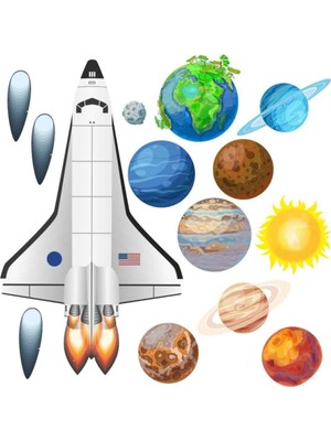 Kt Decoration Uzaya Yolculuk Çocuk Odası Duvar Sticker Mega Set