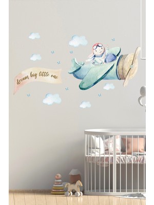 Kt Decoration Sevimli Pilot Uçak Duvar Sticker Seti