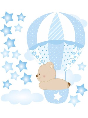 Kt Decoration Şirin Ayıcık Mavi Çocuk Odası Duvar Sticker