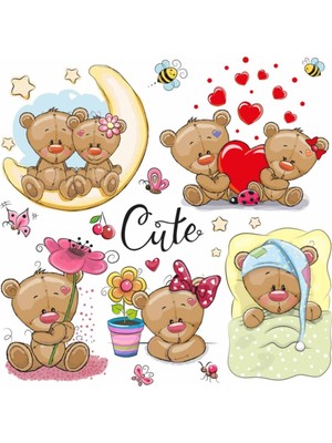 Kt Decoration Sevimli Hayvanlar Seti-5 Çcouk Odası Duvar Çıkartmaları