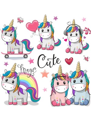 Kt Decoration Unicorn Sihirli Atlar Çocuk Odası Duvar Çıkartmaları