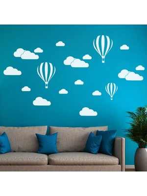 Kt Decoration Karışık Bulutlu Balonlu Çocuk Odası Dekorasyonu Sticker