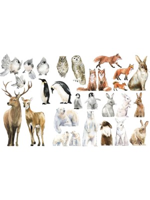 Kt Decoration Vahşi Yaşam El Çizimi Hayvan Çıkartmaları Duvar Sticker