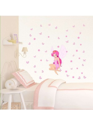 Kt Decoration Yıldızlı Kelebekli Peri Çocuk Odası Duvar Sticker