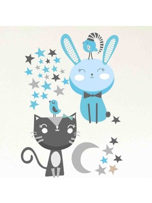 Kt Decoration Yıldızlı Kediler Çocuk Odası Sticker