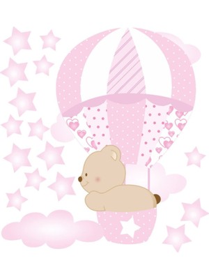 Kt Decoration Şirin Ayıcık Pembe Çocuk Odası Duvar Sticker