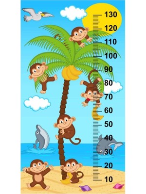 Kt Decoration Eğlenceli Maymunlar Tatilde Tek Parça Boy Ölçer Duvar Sticker