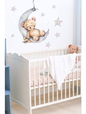 Kt Decoration Sevimli Uykucu Ayıcık Duvar Sticker Seti