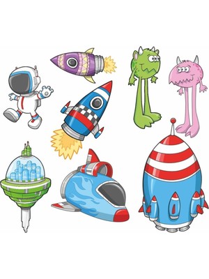 Kt Decoration Dev Uzay Araçları Çocuk Odası Sticker Seti