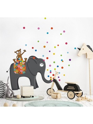 Kt Decoration Neşeli Fil ve Maymun Çocuk Odası Duvar Sticker