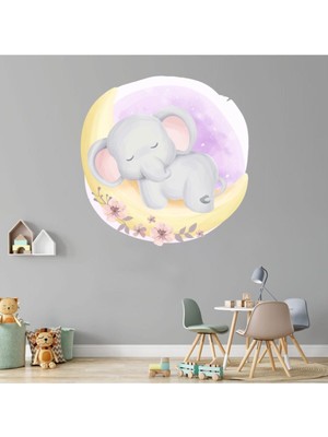 Kt Decoration Uyusunda Büyüsün Şirin Fil El Çizimi Çocuk Odası Duvar Sticker