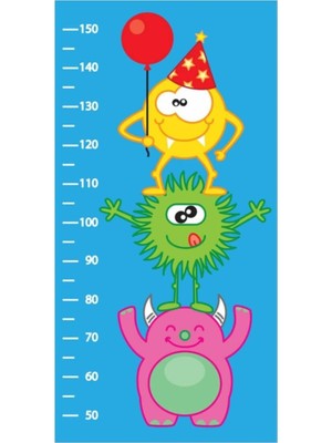 Kt Decoration Komik Canavarlar Boy Ölçer Çocuk Odası Duvar Sticker