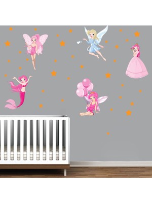 Kt Decoration Periler ve Yıldızlar Mega Set Kız Çocuk Odası Duvar Sticker