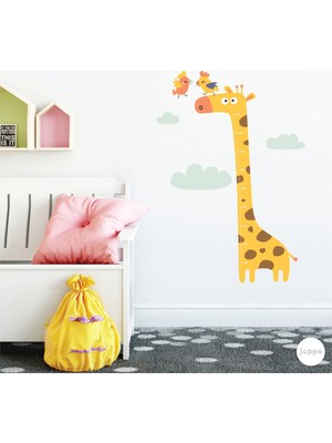 Kt Decoration Zürafa ve Papağanlar Sticker Boy Cetveli