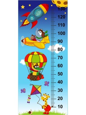 Kt Decoration Sevimli Hayvanlar Ile Gökyüzüne Yolculuk Tek Parça Boy Ölçer Duvar Sticker