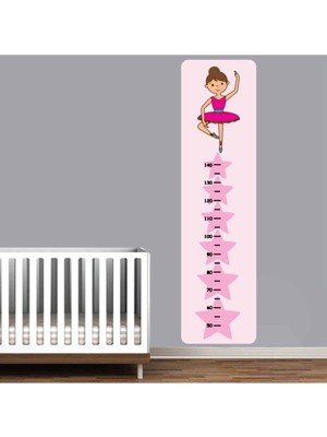 Kt Decoration Sevimli Balerin Boy Ölçer Tek Parça Gelişim Tablosu Duvar Sticker