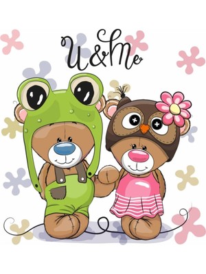 Kt Decoration Aşık Ayıcıklar Kız Çocuk Odası Duvar Çıkartmaları