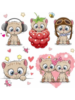 Kt Decoration Sevimli Kediler Sticker Seti