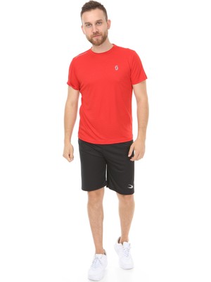 Sportech Fly Bisiklet Yaka Erkek Fıtness Tişört Kırmızı