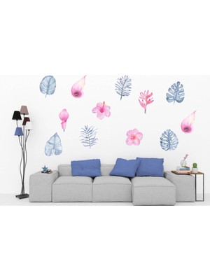 Kt Decoration Modern Ferahlatıcı Çiçekler Sulu Boya Kalıntıları El Çizimi Duvar Sticker