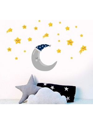 Kt Decoration Ay ve Yıldızlar Duvar Sticker, Çocuk Odası Sticker,duvar Dekorasyonu