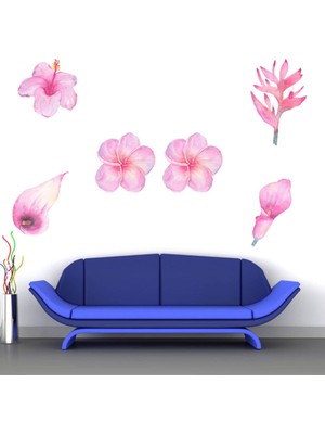 Kt Decoration Watercolor Mor Lilyum Çiçekler El Çizimi Modern Duvar Sticker