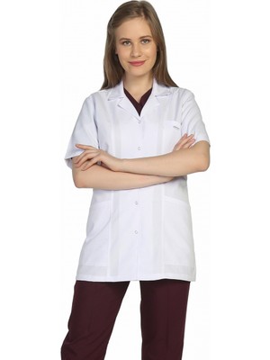 TıpMod Kadın Kısa Kol Ceket Yaka Doktor Önlüğü