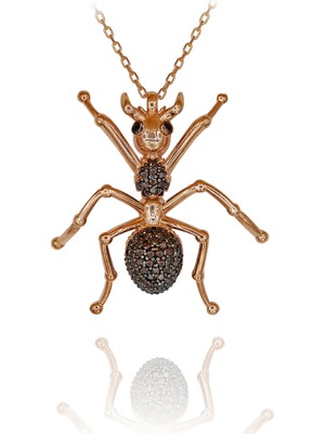 Kanyak Taşlı Karınca Gümüş Kolye