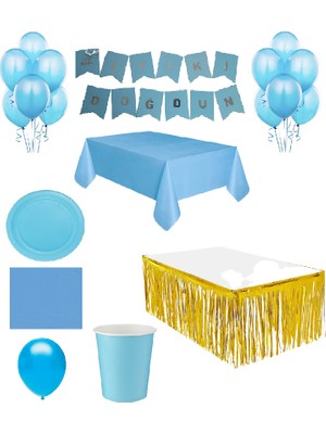 Öfn Mavi Banner Iyiki Doğdun Yazılı Doğum Günü Seti