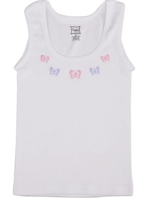 Tutku Kız Çocuk Geniş Askılı İşlemeli Atlet 166 | Beyaz