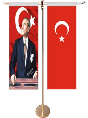 ZC Bayrak Türk ve Atatürk Bayraklı Kırlangıç Flama 9x30 cm Alpaka Kumaş ile Üretilmiştir